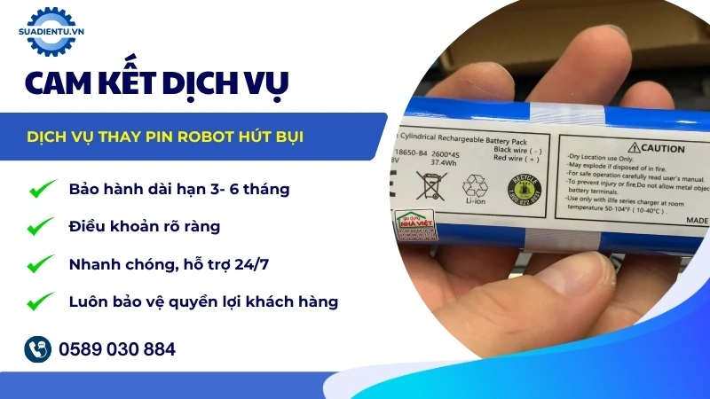 Chính sách bảo hành pin robot hút bụi sau khi thay