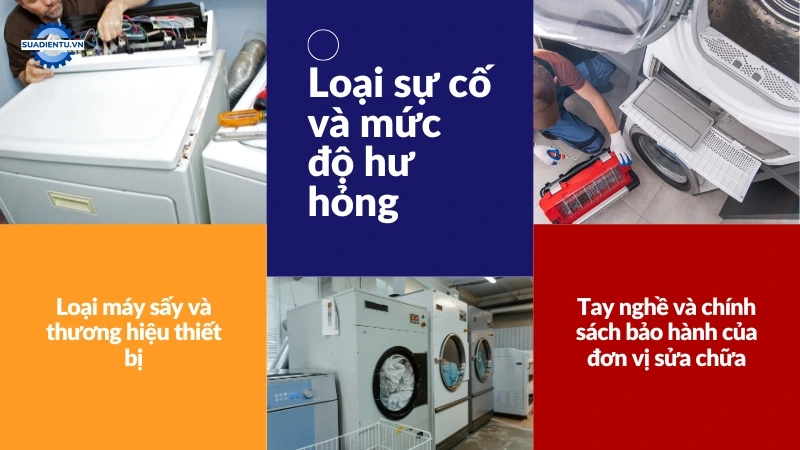 Các yếu tố ảnh hưởng đến giá sửa máy sấy quần áo